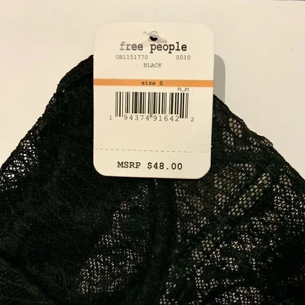 FREE PEOPLE TAMEEKA LONGLINE UNDERWIRE BRA IN BLACK SIZE SMALL LACE